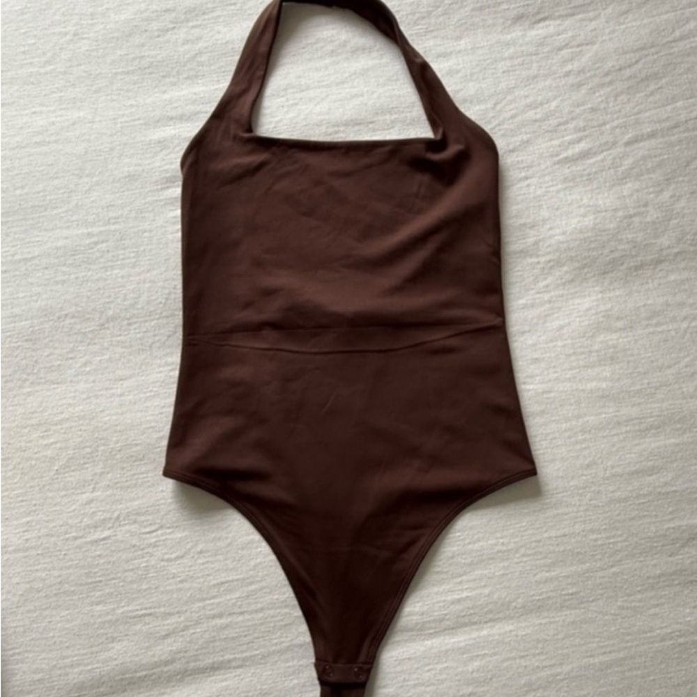Brown Halter Neck Bodysuit - medium